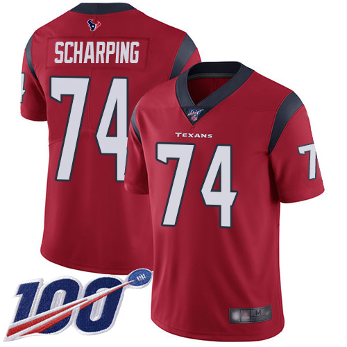 Houston Texans Limited Red Men Max Scharping Alternate Jersey NFL Football #74 100th Season Vapor Untouchable->houston texans->NFL Jersey